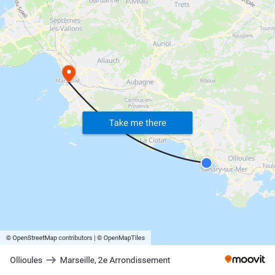 Ollioules to Marseille, 2e Arrondissement map