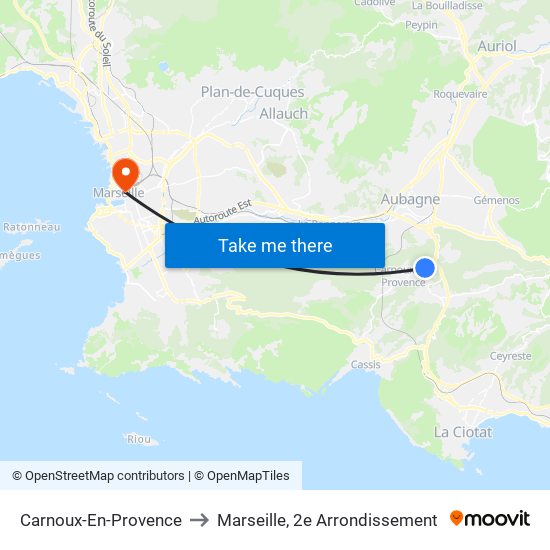 Carnoux-En-Provence to Marseille, 2e Arrondissement map