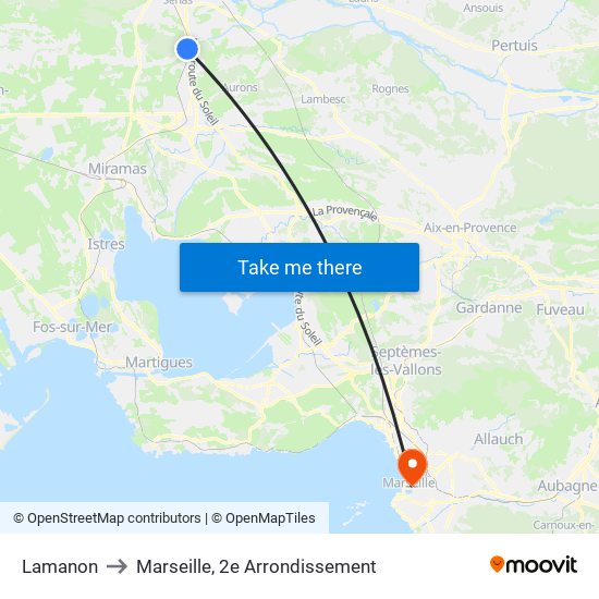 Lamanon to Marseille, 2e Arrondissement map