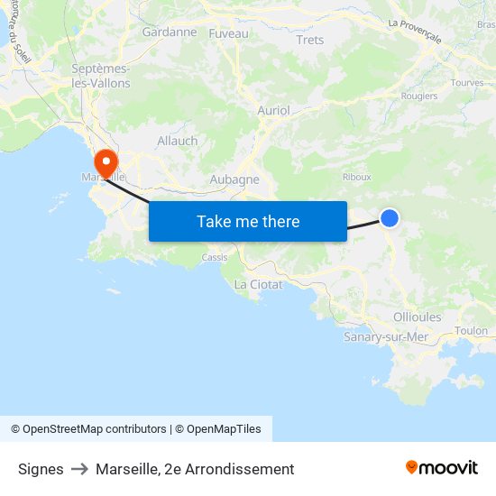 Signes to Marseille, 2e Arrondissement map