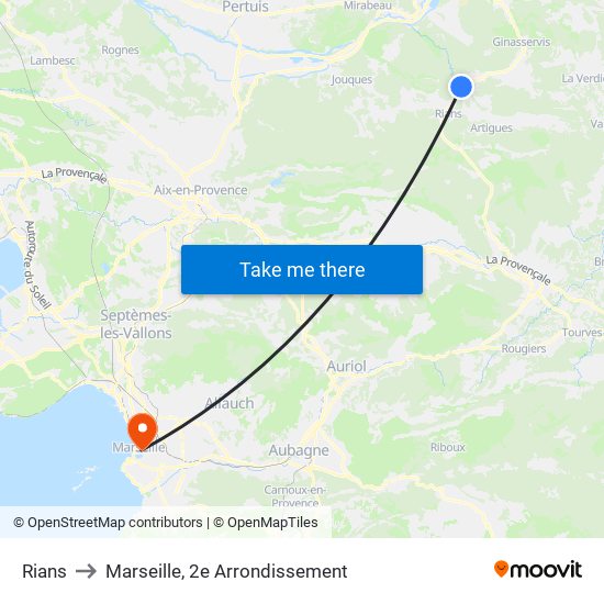 Rians to Marseille, 2e Arrondissement map