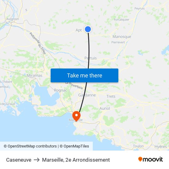 Caseneuve to Marseille, 2e Arrondissement map