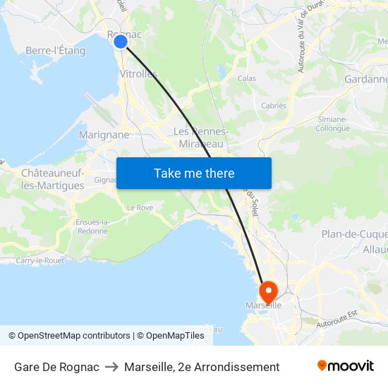 Gare De Rognac to Marseille, 2e Arrondissement map