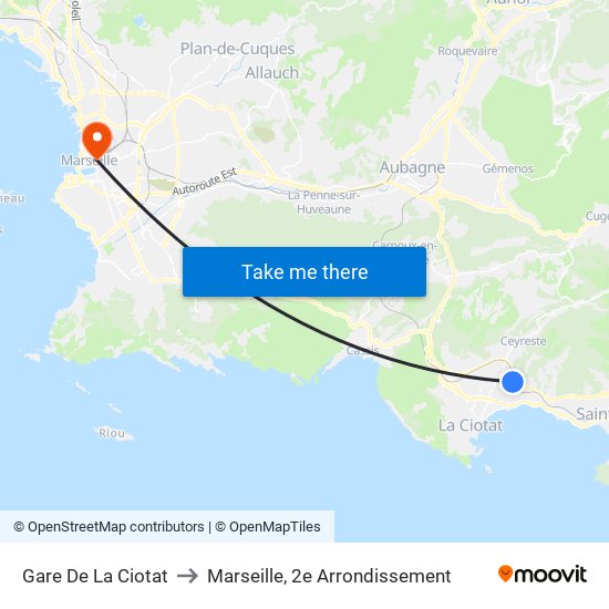 Gare De La Ciotat to Marseille, 2e Arrondissement map