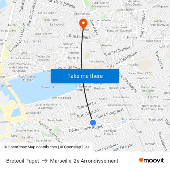 Breteuil Puget to Marseille, 2e Arrondissement map