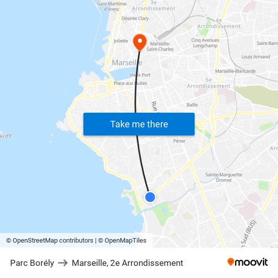 Parc Borély to Marseille, 2e Arrondissement map