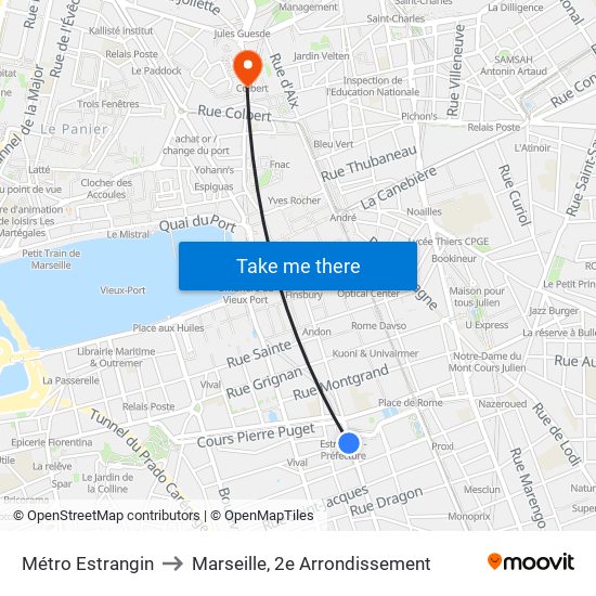 Métro Estrangin to Marseille, 2e Arrondissement map