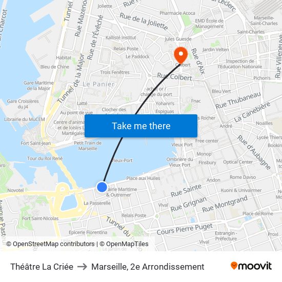 Théâtre La Criée to Marseille, 2e Arrondissement map