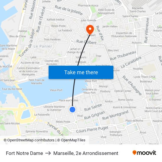 Fort Notre Dame to Marseille, 2e Arrondissement map