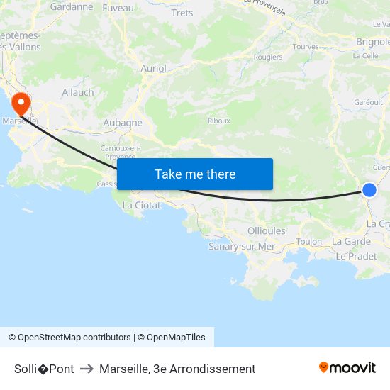 Solli�Pont to Marseille, 3e Arrondissement map