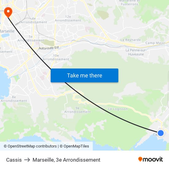Cassis to Marseille, 3e Arrondissement map