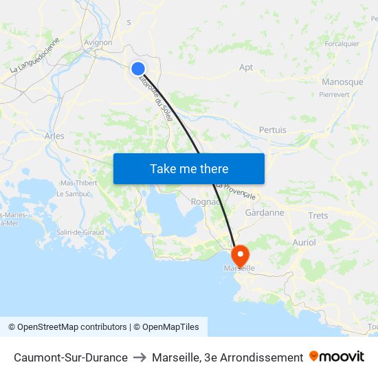 Caumont-Sur-Durance to Marseille, 3e Arrondissement map