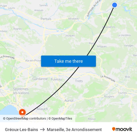 Gréoux-Les-Bains to Marseille, 3e Arrondissement map