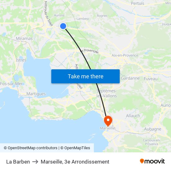 La Barben to Marseille, 3e Arrondissement map