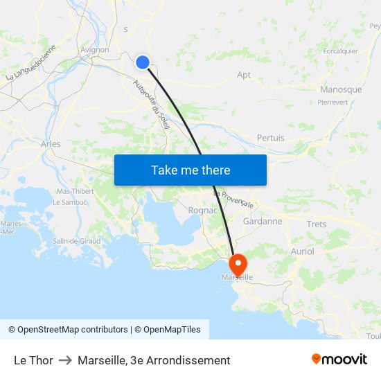 Le Thor to Marseille, 3e Arrondissement map