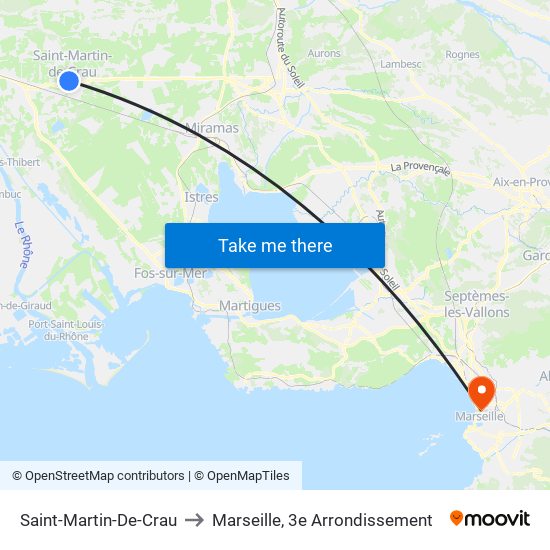 Saint-Martin-De-Crau to Marseille, 3e Arrondissement map