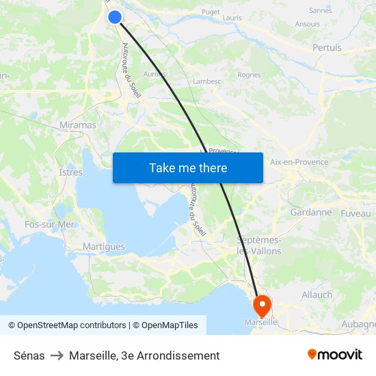 Sénas to Marseille, 3e Arrondissement map