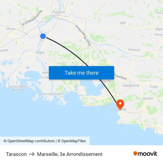 Tarascon to Marseille, 3e Arrondissement map