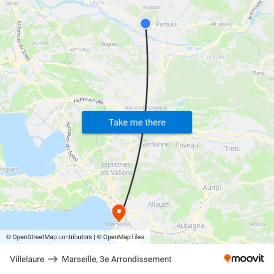 Villelaure to Marseille, 3e Arrondissement map