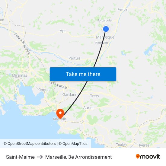 Saint-Maime to Marseille, 3e Arrondissement map