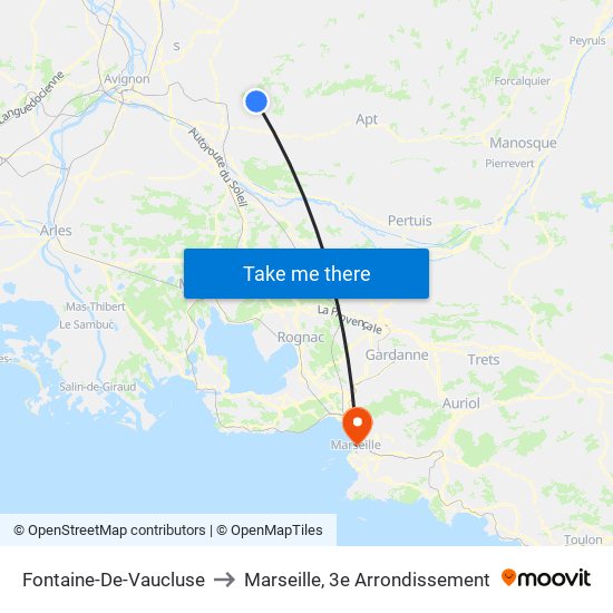 Fontaine-De-Vaucluse to Marseille, 3e Arrondissement map