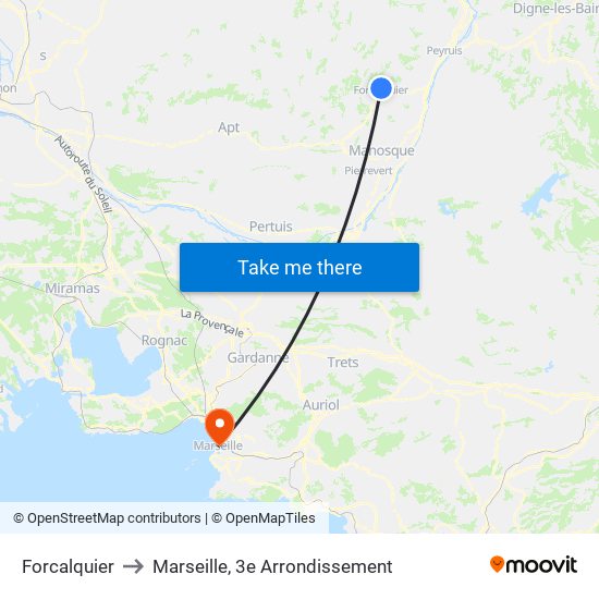 Forcalquier to Marseille, 3e Arrondissement map