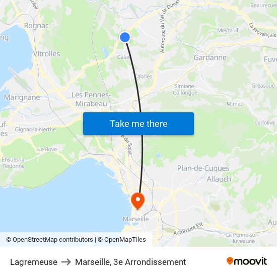 Lagremeuse to Marseille, 3e Arrondissement map