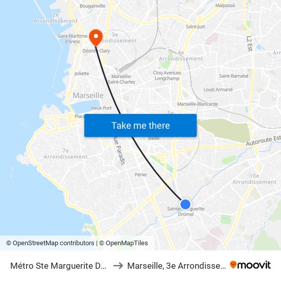 Métro Ste Marguerite Dromel to Marseille, 3e Arrondissement map