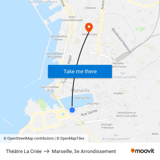 Théâtre La Criée to Marseille, 3e Arrondissement map
