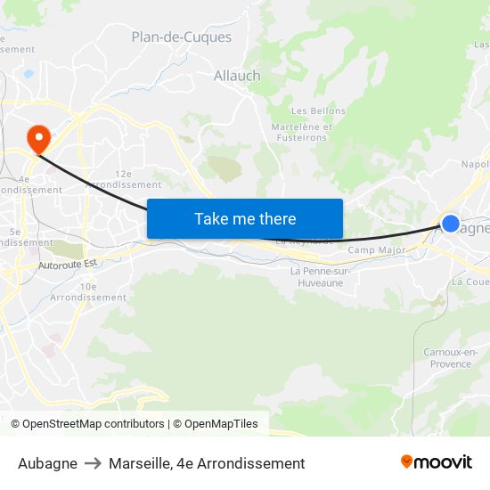 Aubagne to Marseille, 4e Arrondissement map