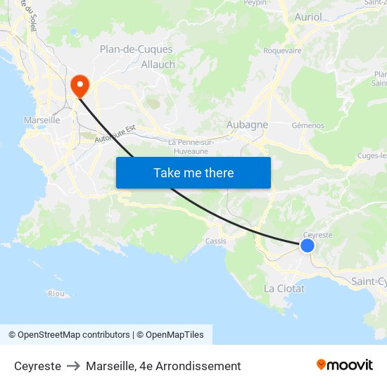 Ceyreste to Marseille, 4e Arrondissement map