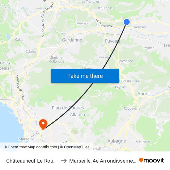Châteauneuf-Le-Rouge to Marseille, 4e Arrondissement map