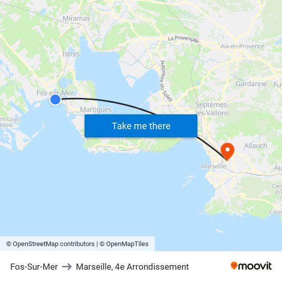 Fos-Sur-Mer to Marseille, 4e Arrondissement map