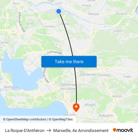 La Roque-D'Anthéron to Marseille, 4e Arrondissement map
