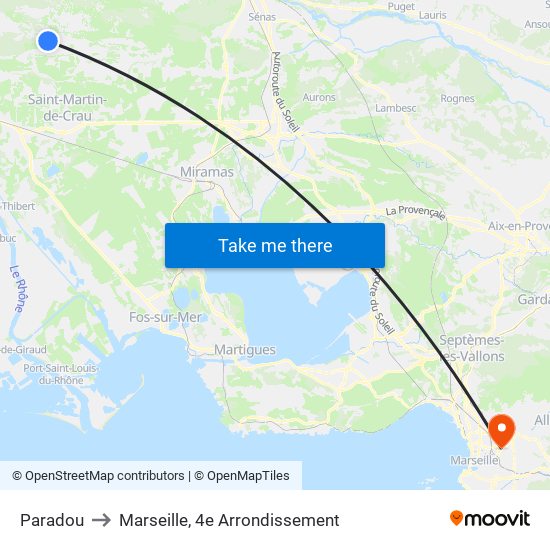 Paradou to Marseille, 4e Arrondissement map