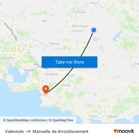 Valensole to Marseille, 4e Arrondissement map