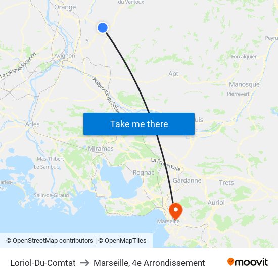 Loriol-Du-Comtat to Marseille, 4e Arrondissement map