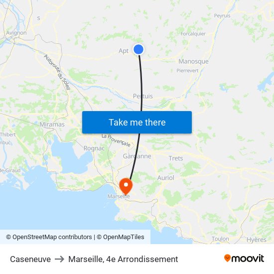 Caseneuve to Marseille, 4e Arrondissement map