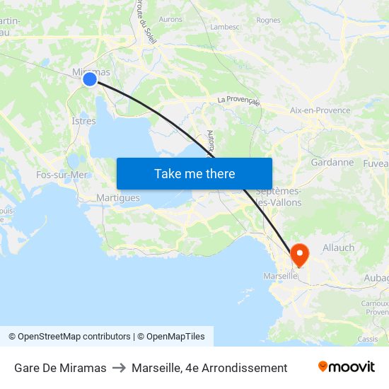 Gare De Miramas to Marseille, 4e Arrondissement map