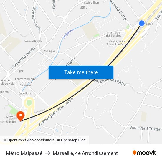 Métro Malpassé to Marseille, 4e Arrondissement map