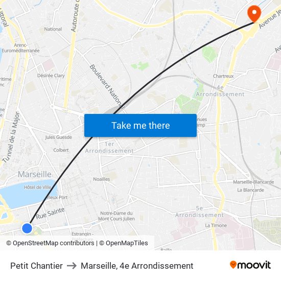 Petit Chantier to Marseille, 4e Arrondissement map