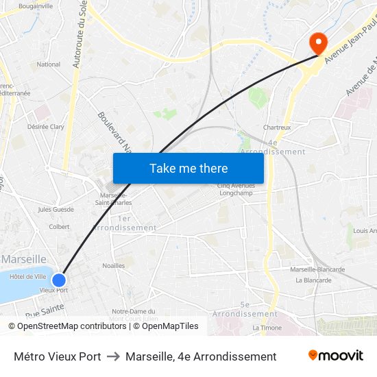 Métro Vieux Port to Marseille, 4e Arrondissement map