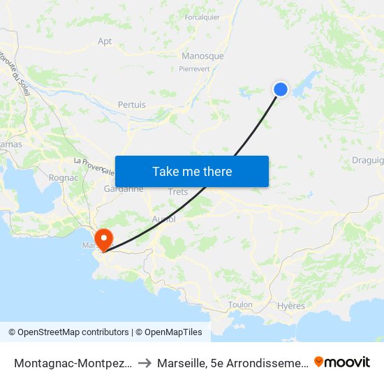 Montagnac-Montpezat to Marseille, 5e Arrondissement map