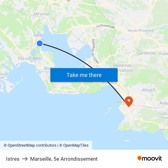 Istres to Marseille, 5e Arrondissement map