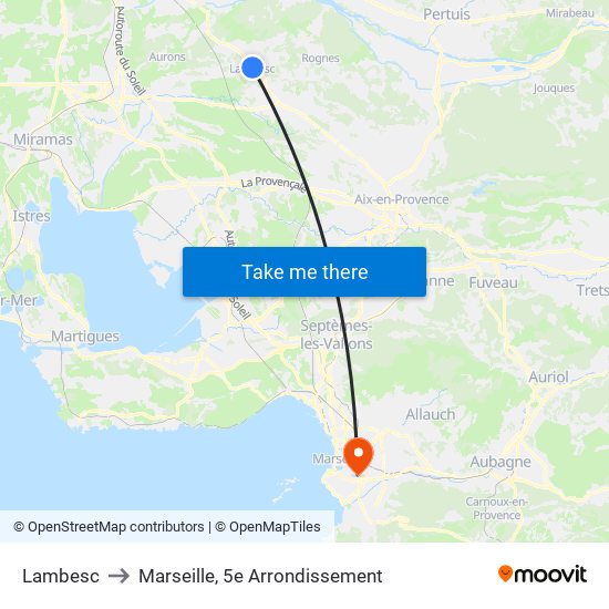 Lambesc to Marseille, 5e Arrondissement map