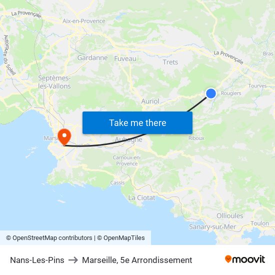Nans-Les-Pins to Marseille, 5e Arrondissement map