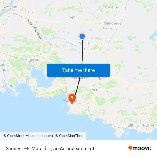 Sannes to Marseille, 5e Arrondissement map