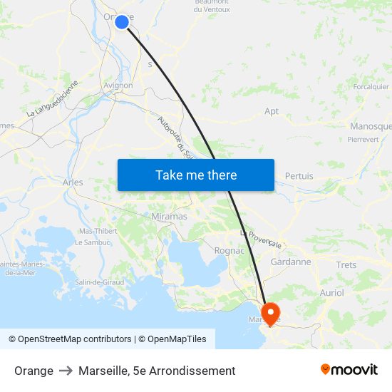 Orange to Marseille, 5e Arrondissement map