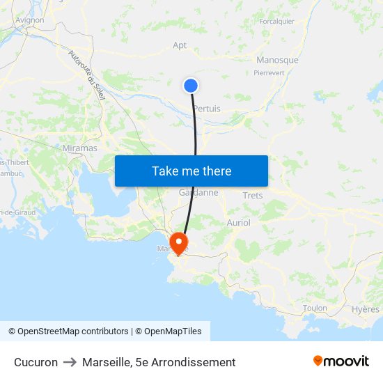 Cucuron to Marseille, 5e Arrondissement map