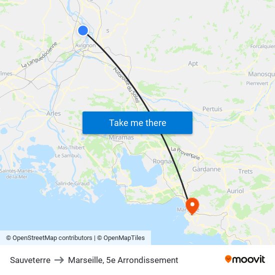 Sauveterre to Marseille, 5e Arrondissement map